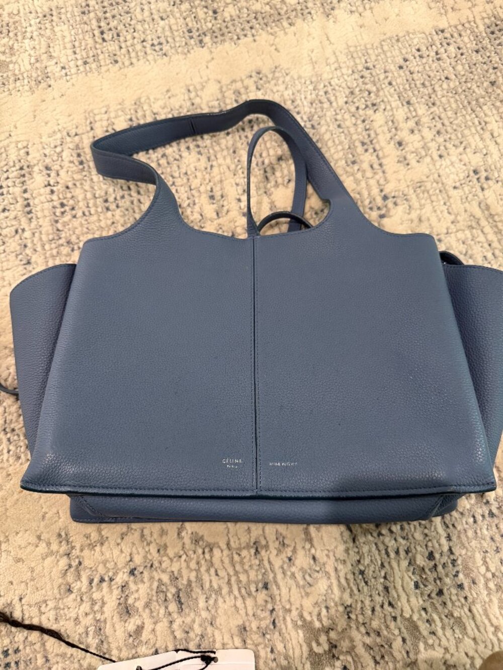 Celine Trifold Small Leather Tote Bag Shoulder Bag Washed Blue
